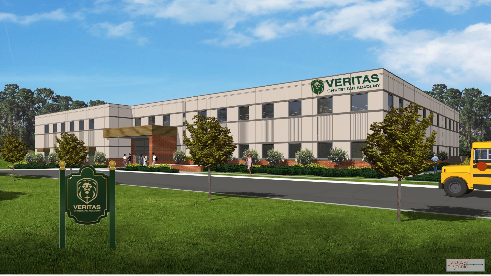 Architectural rendering of the new Veritas Christian Academy building